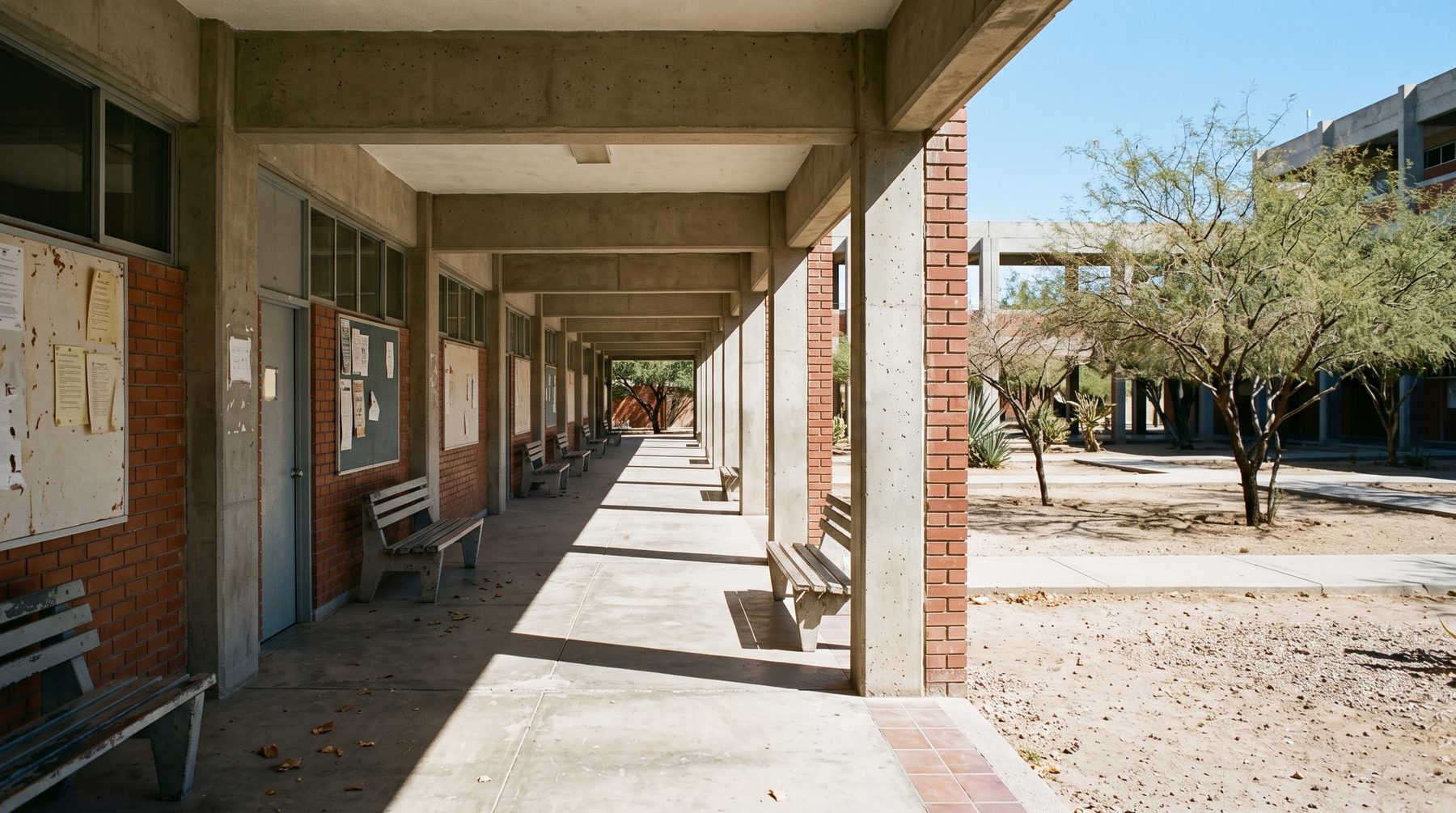 Pasillo de una facultad en el norte de México.